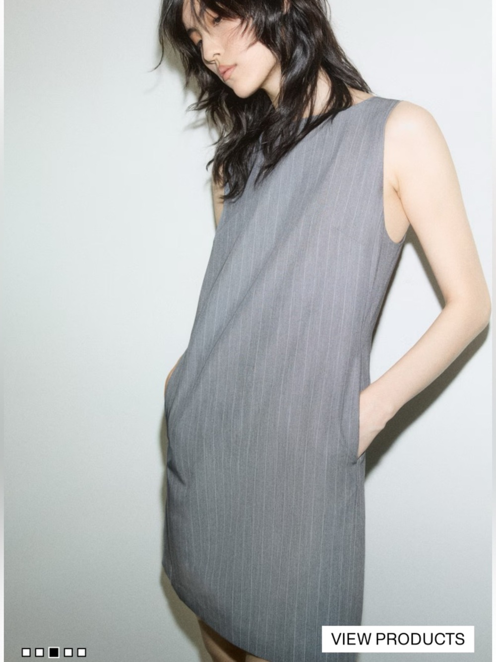 H&M Gray Pinstripe Shift Dress Size M Mini Sleeveless